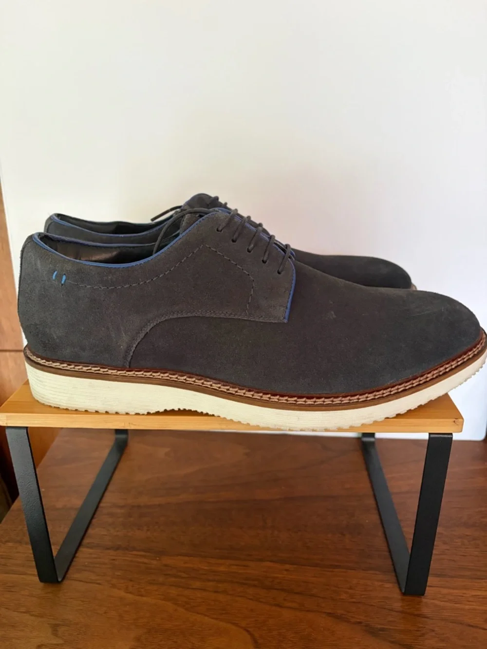 Thomas & Vine Men’s 10.5 Seneca Plain Toe Navy Suede Oxford Shoes. Comfort Foam
